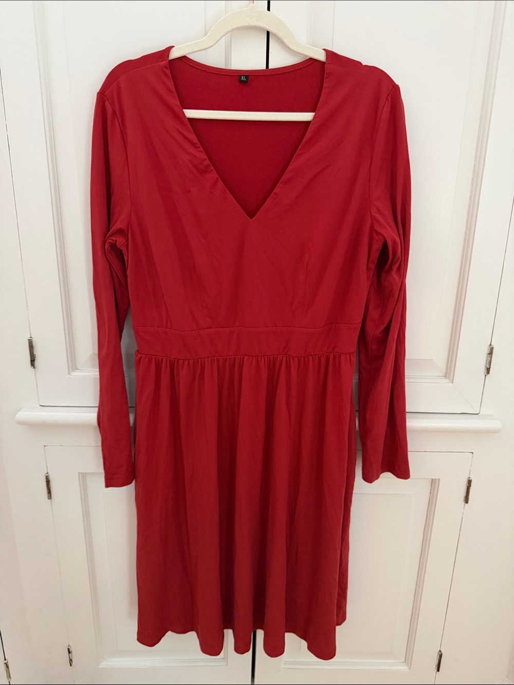 Classic V-Neck Red Women’s Dress